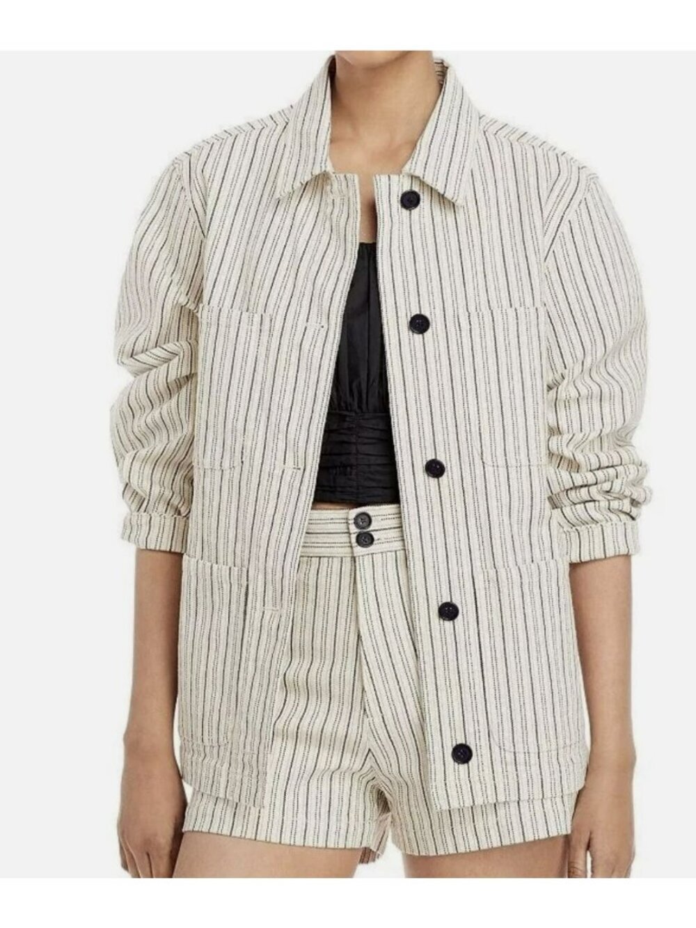 Rebecca Taylor $275 Striped Shacket Shirt Jacket Button Down Medium New